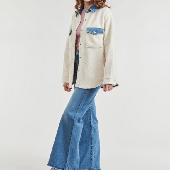 Levis Nola Shacket Shirt Jacket Almond Buff White Size XL NWT - Picture 9 of 15